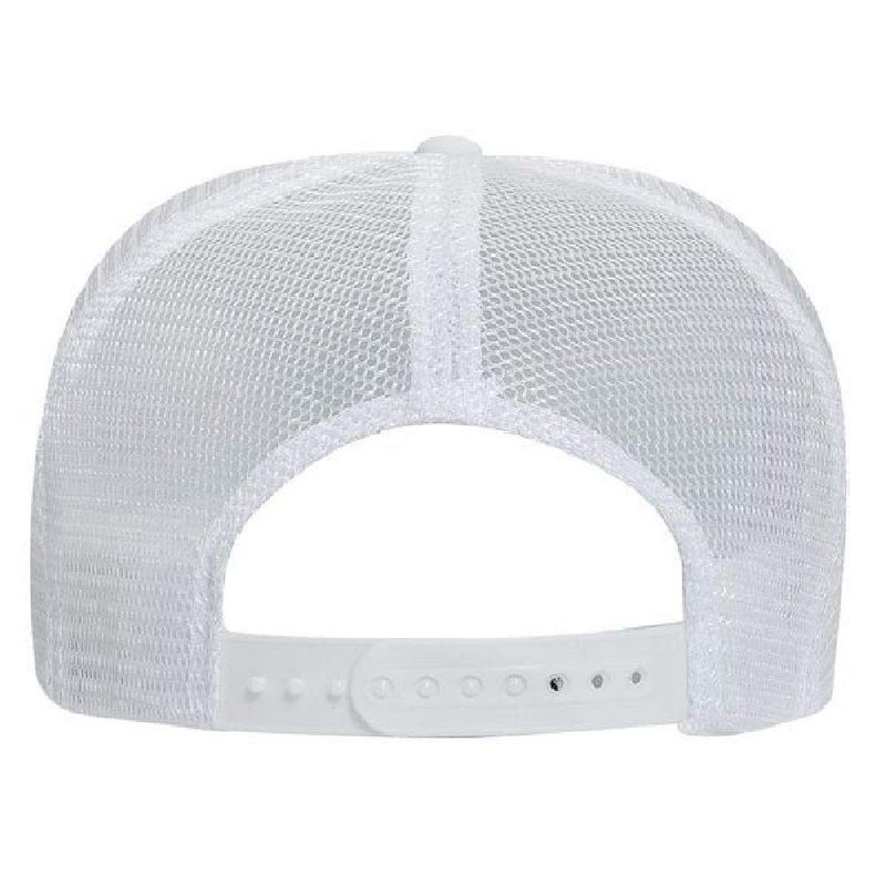 OTTO Polyester Foam Front 5 Panel High Crown Mesh Back Trucker Hat - White - Image 3